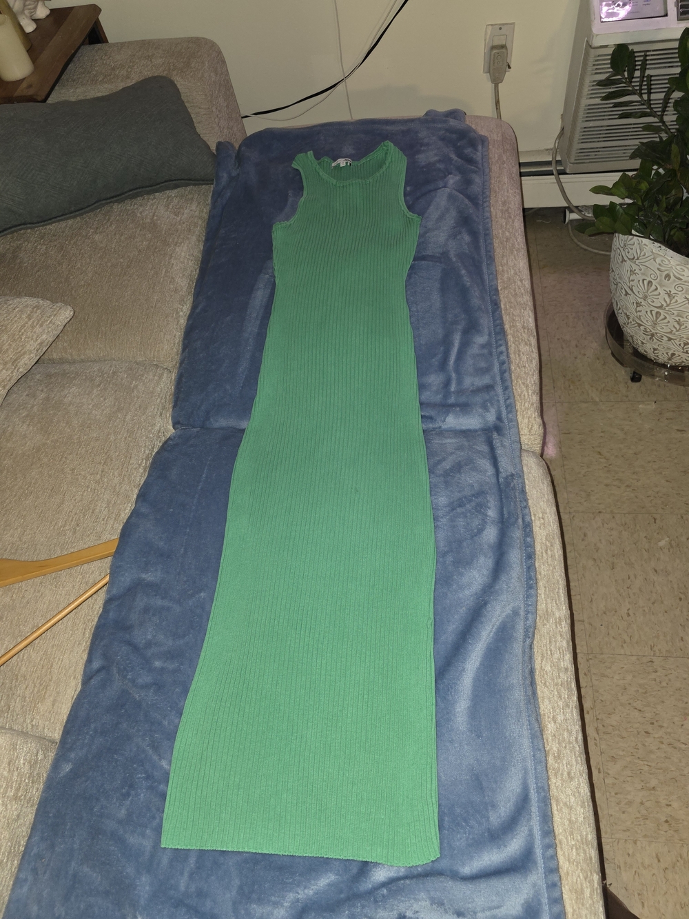 Fashion Nova Green Ribbed Tank Maxi Dress